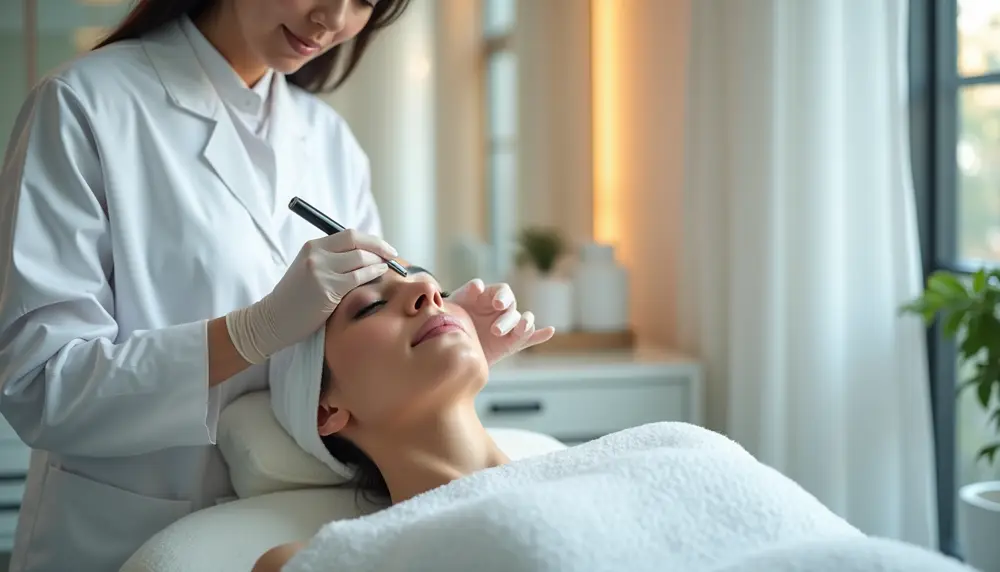 Illustrative facial skin treatment performed in a clinical setting