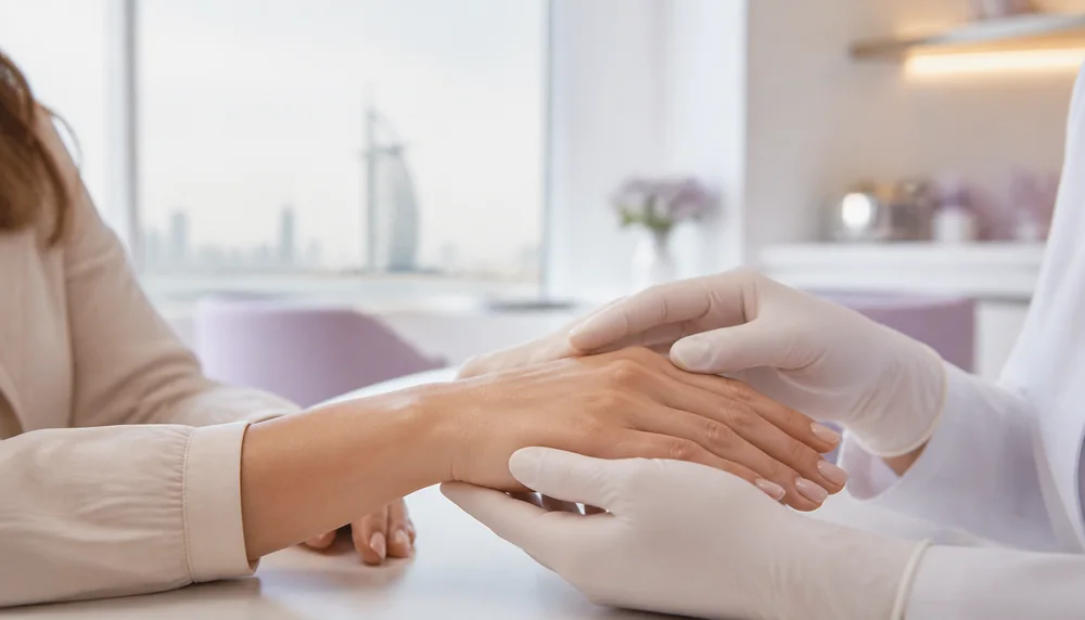 Illustrative clinician assessment of hand skin quality in a Dubai aesthetic clinic