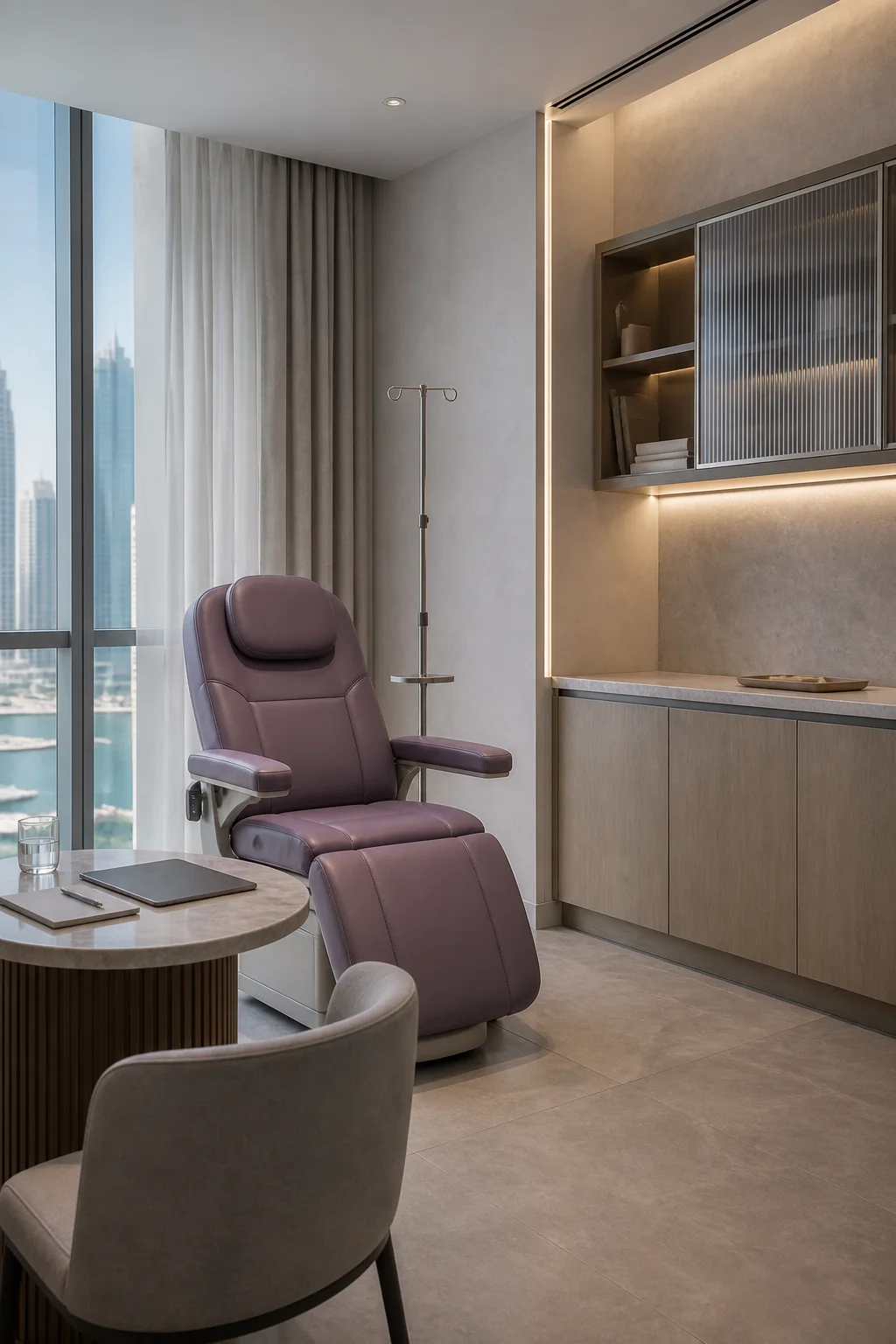 Calm private consultation and infusion room at Mahan Polyclinic in Business Bay