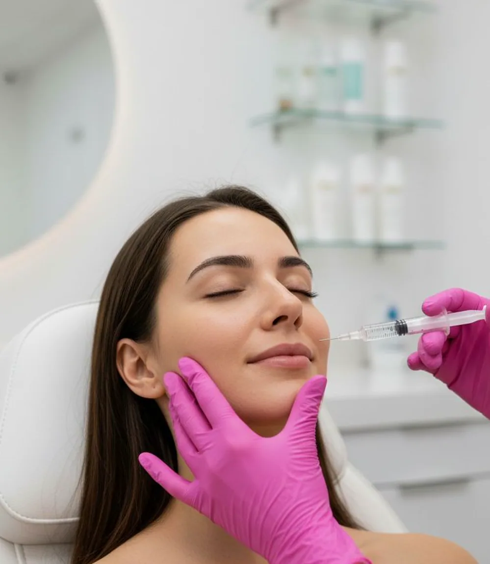 Smile-line filler treatment near the nasolabial fold