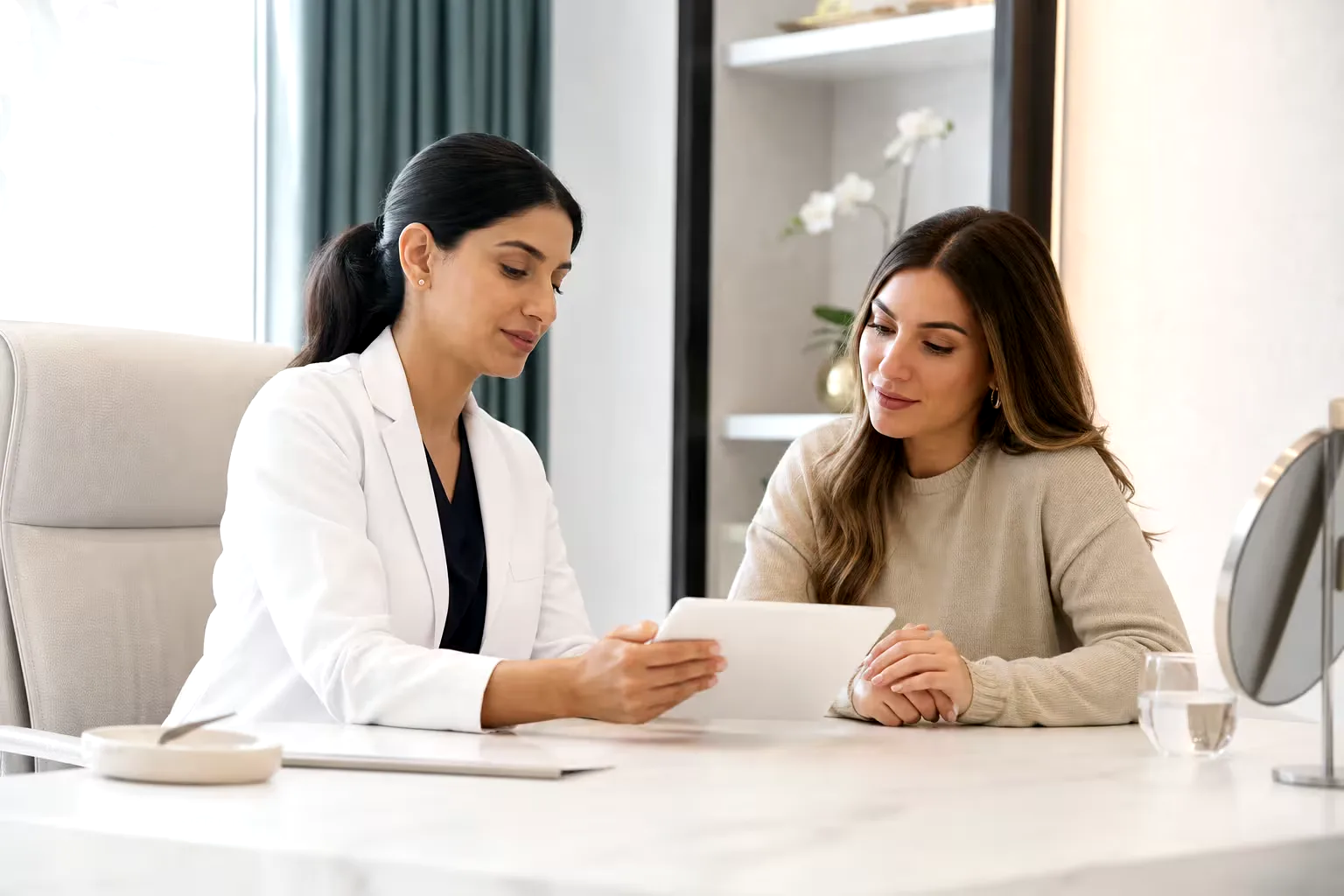 Clinician discussing individual treatment planning with a patient