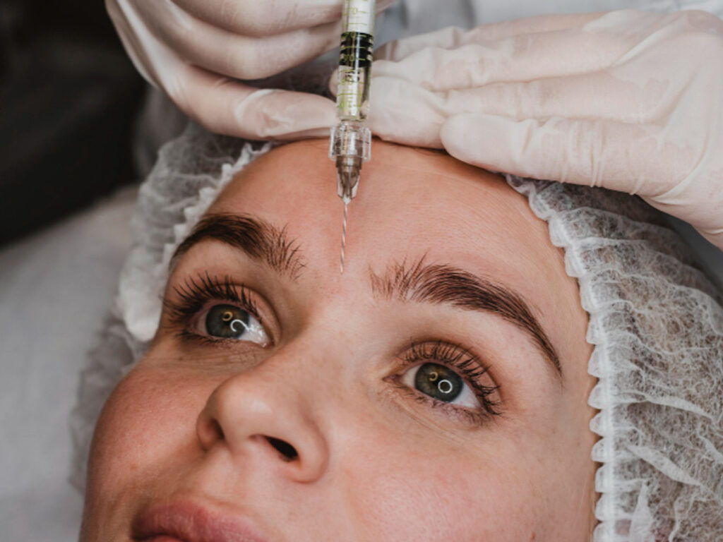 Mesotherapy facial injection procedure targeting skin rejuvenation