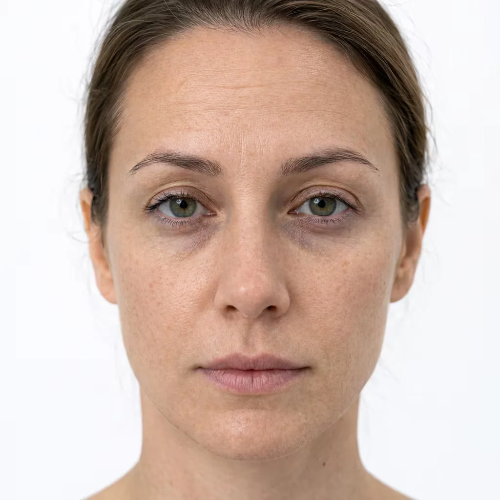 Woman with tired-looking skin and dull complexion around the face and under eyes